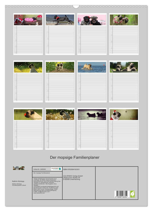 Der mopsige Familienplaner (CALVENDO Wandkalender 2027)