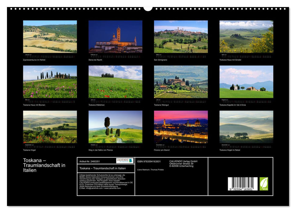 Toskana – Traumlandschaft in Italien (CALVENDO Premium Wandkalender 2027)