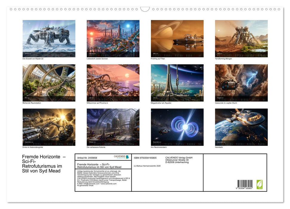 Fremde Horizonte – Sci-Fi-Retrofuturismus im Stil von Syd Mead (CALVENDO Wandkalender 2027)