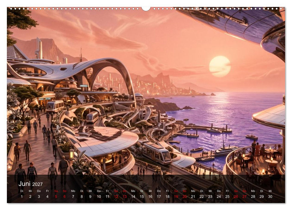Fremde Horizonte – Sci-Fi-Retrofuturismus im Stil von Syd Mead (CALVENDO Wandkalender 2027)