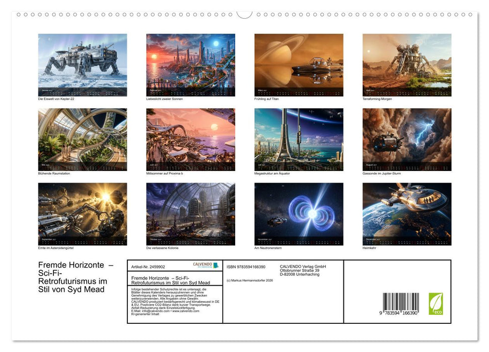 Fremde Horizonte – Sci-Fi-Retrofuturismus im Stil von Syd Mead (CALVENDO Premium Wandkalender 2027)