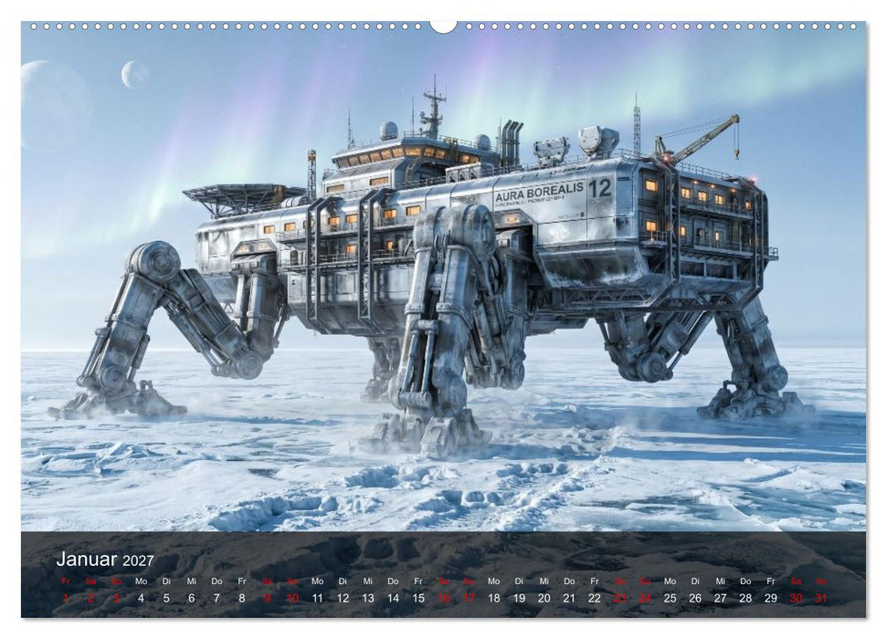 Fremde Horizonte – Sci-Fi-Retrofuturismus im Stil von Syd Mead (CALVENDO Premium Wandkalender 2027)