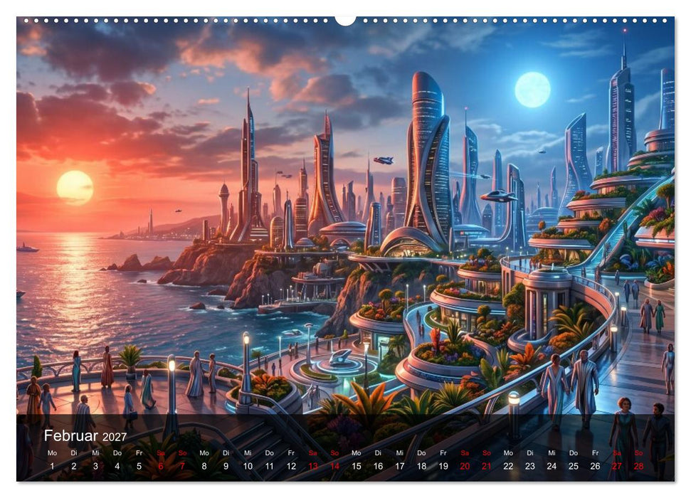 Fremde Horizonte – Sci-Fi-Retrofuturismus im Stil von Syd Mead (CALVENDO Premium Wandkalender 2027)