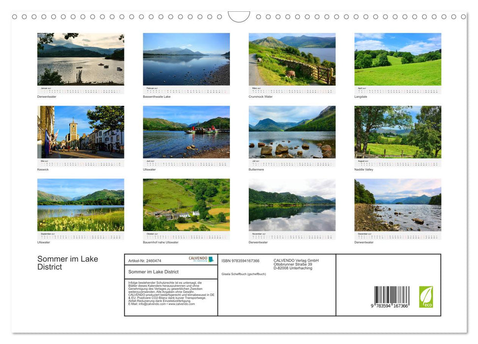 Sommer im Lake District (CALVENDO Wandkalender 2027)