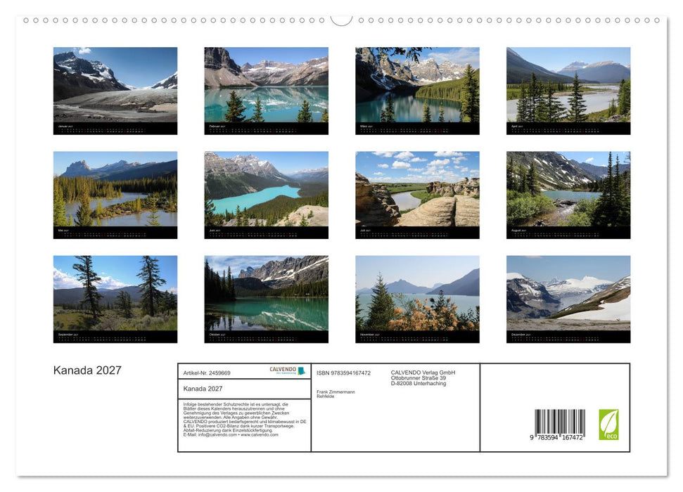 Kanada 2027 (CALVENDO Premium Wandkalender 2027)