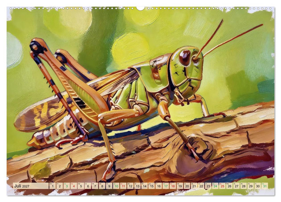 Riesenheuschrecken - Malerei (CALVENDO Premium Wandkalender 2027)