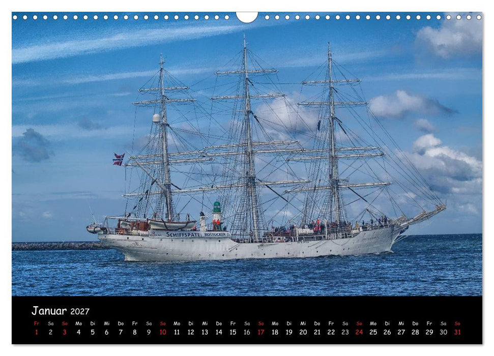 Windjammer vor Warnemünde (CALVENDO Wandkalender 2027)