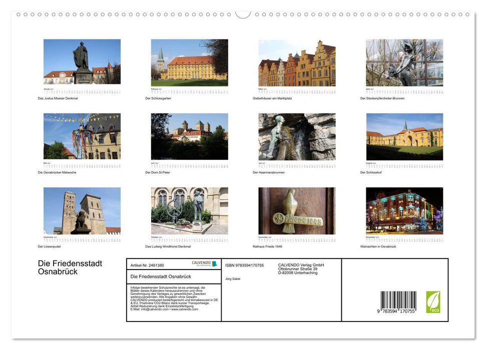 Die Friedensstadt Osnabrück (CALVENDO Premium Wandkalender 2027)