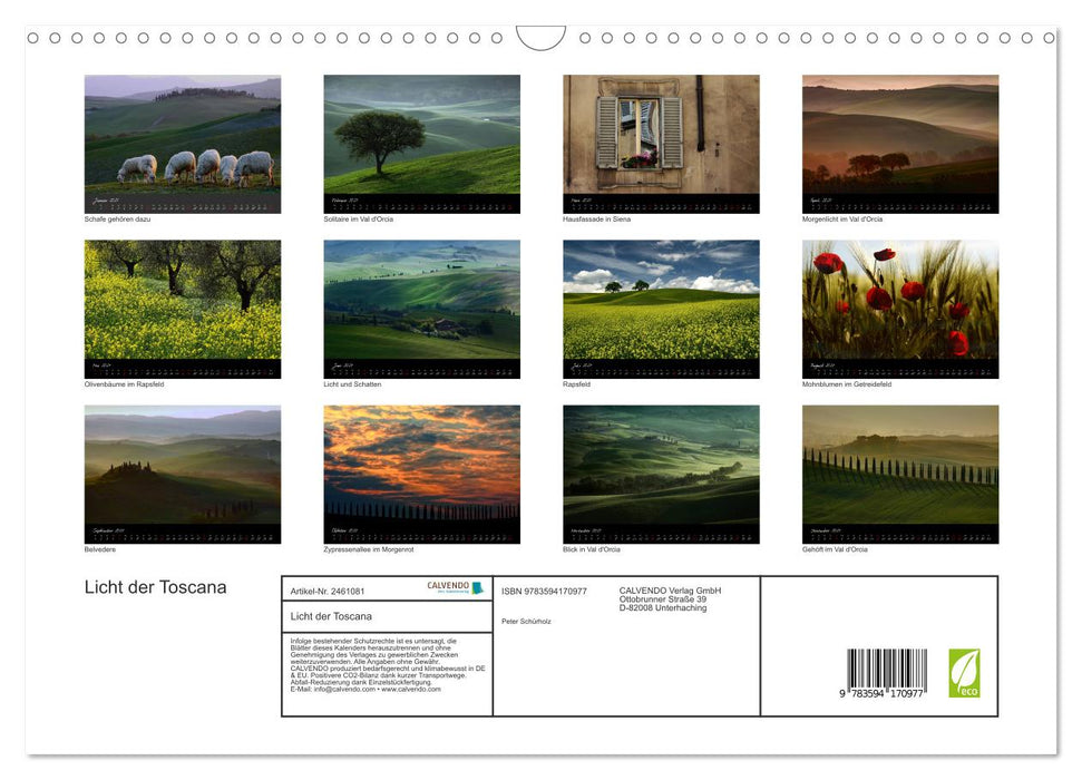 Licht der Toscana (CALVENDO Wandkalender 2027)