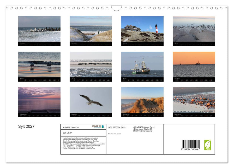 Sylt 2027 (CALVENDO Wandkalender 2027)