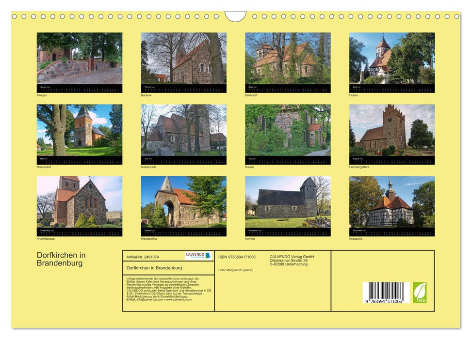 Dorfkirchen in Brandenburg (CALVENDO Wandkalender 2027)