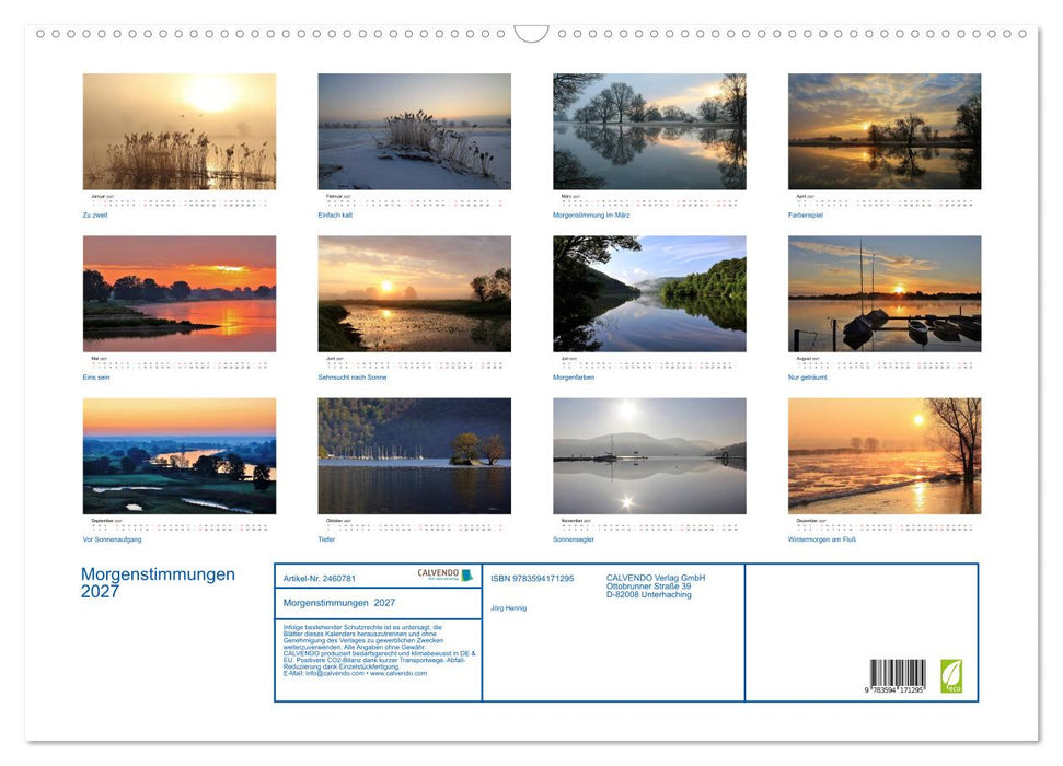 Morgenstimmungen 2027 (CALVENDO Wandkalender 2027)