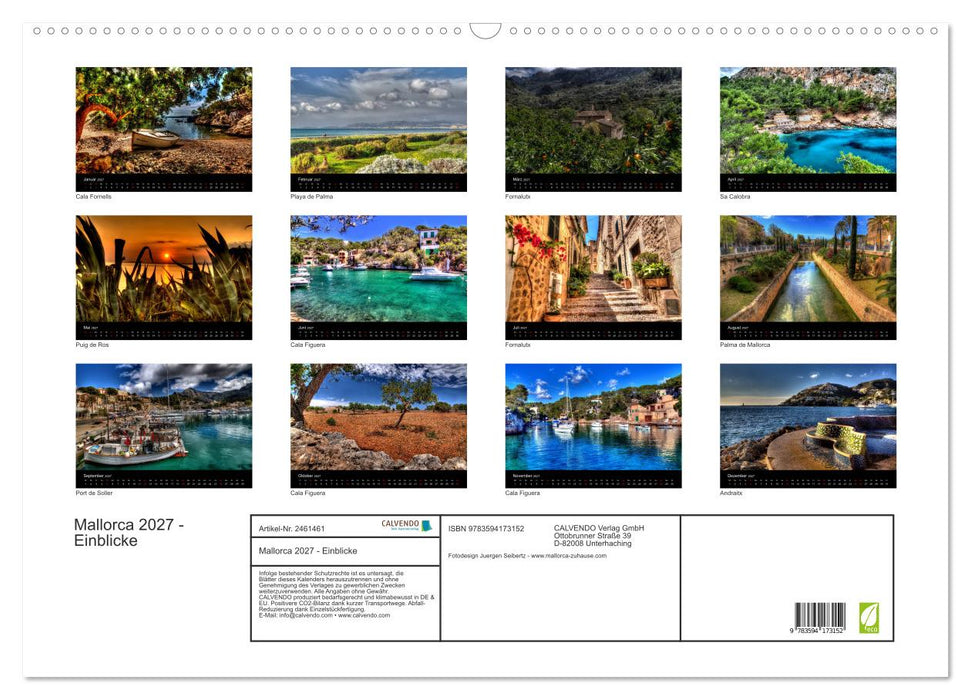 Mallorca 2027 - Einblicke (CALVENDO Wandkalender 2027)