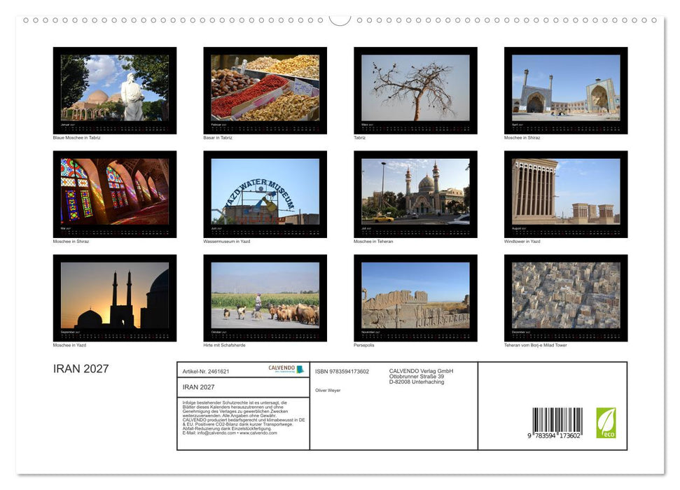 IRAN 2027 (CALVENDO Premium Wandkalender 2027)