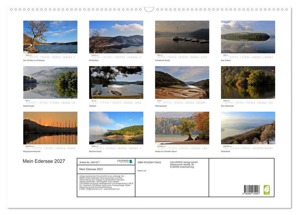 Mein Edersee 2027 (CALVENDO Wandkalender 2027)