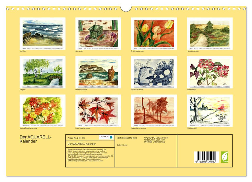 Der AQUARELL-Kalender (CALVENDO Wandkalender 2027)