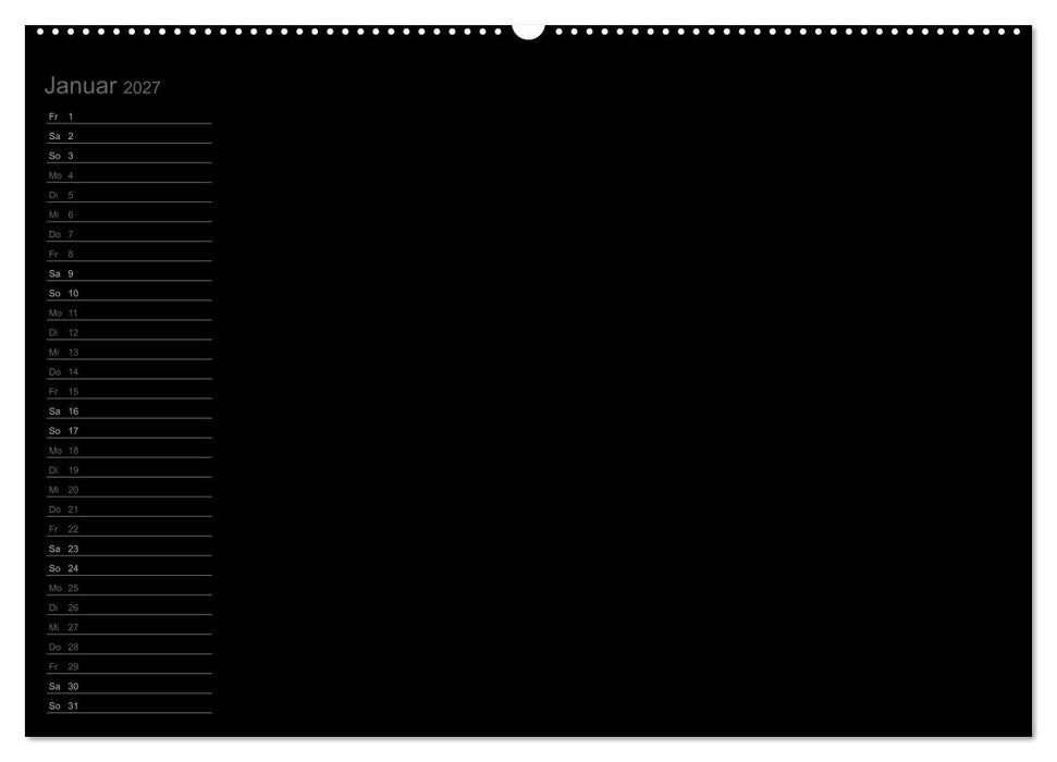 Bastel-Geburtstagskalender schwarz / Geburtstagskalender (CALVENDO Wandkalender 2027)