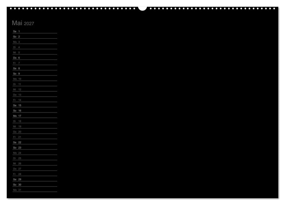 Bastel-Geburtstagskalender schwarz / Geburtstagskalender (CALVENDO Wandkalender 2027)