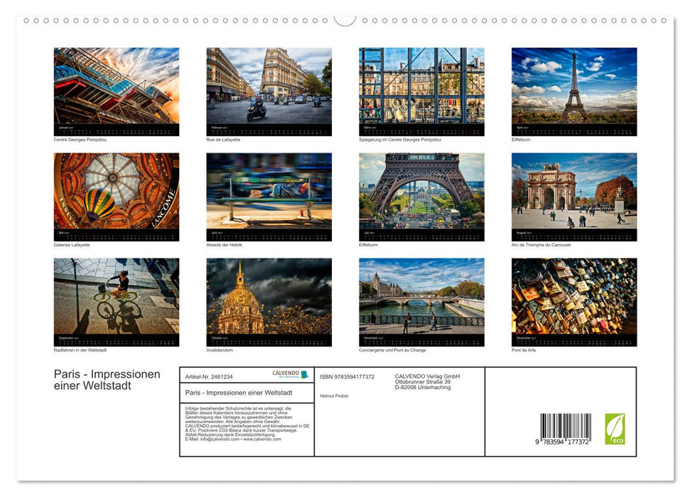 Paris - Impressionen einer Weltstadt (CALVENDO Premium Wandkalender 2027)