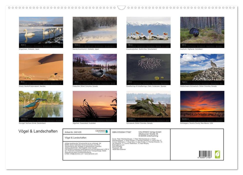 Vögel & Landschaften (CALVENDO Wandkalender 2027)