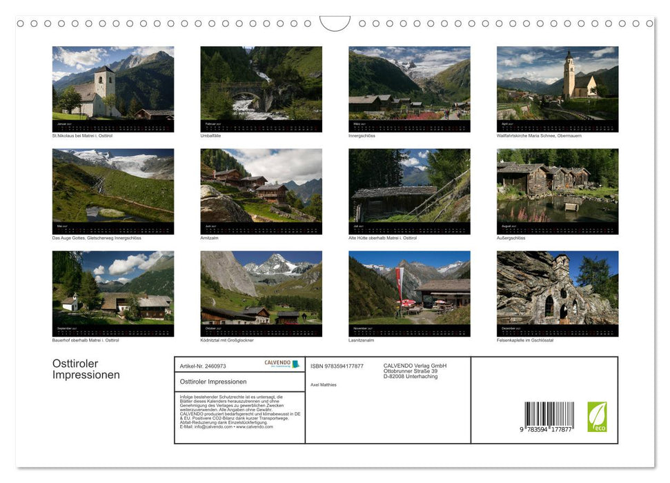 Osttiroler Impressionen (CALVENDO Wandkalender 2027)