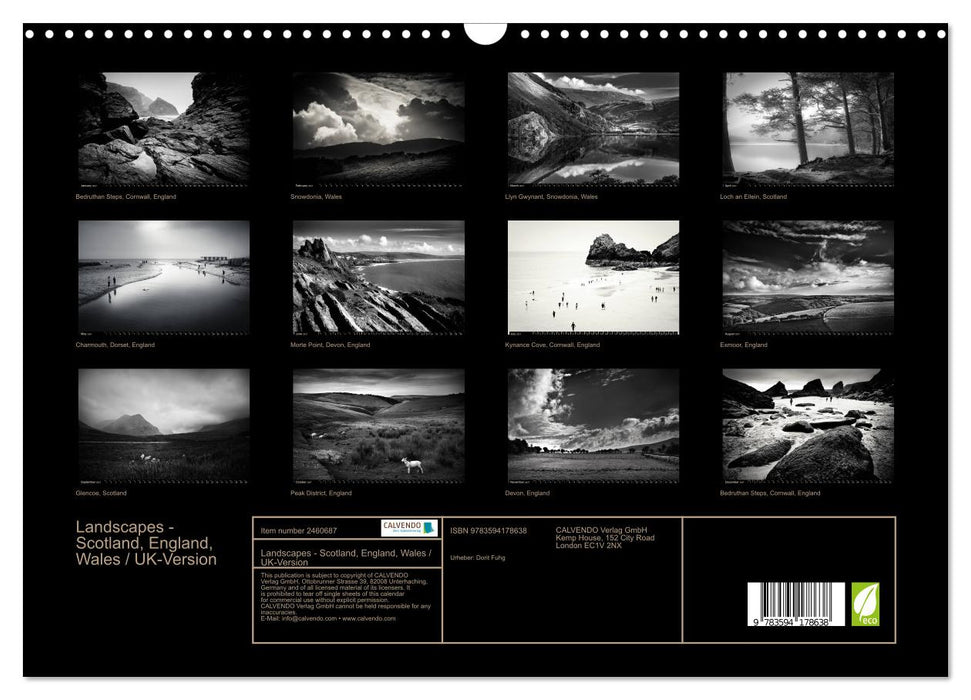 Landscapes - Scotland, England, Wales / UK-Version (CALVENDO Monthly Calendar 2027)
