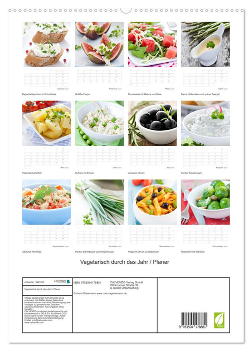 Vegetarisch durch das Jahr / Planer (CALVENDO Premium Wandkalender 2027)
