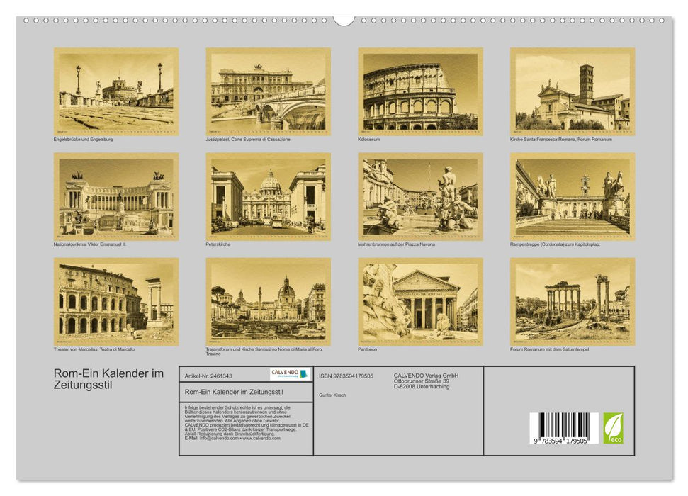 Rom-Ein Kalender im Zeitungsstil (CALVENDO Premium Wandkalender 2027)