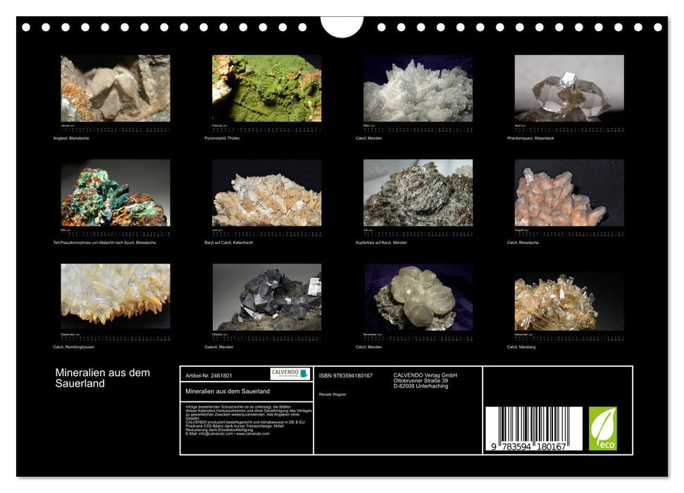 Mineralien aus dem Sauerland (CALVENDO Wandkalender 2027)
