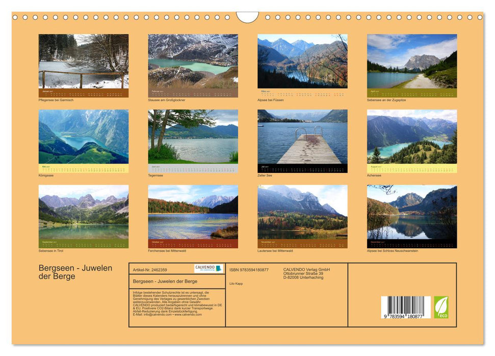 Bergseen - Juwelen der Berge (CALVENDO Wandkalender 2027)