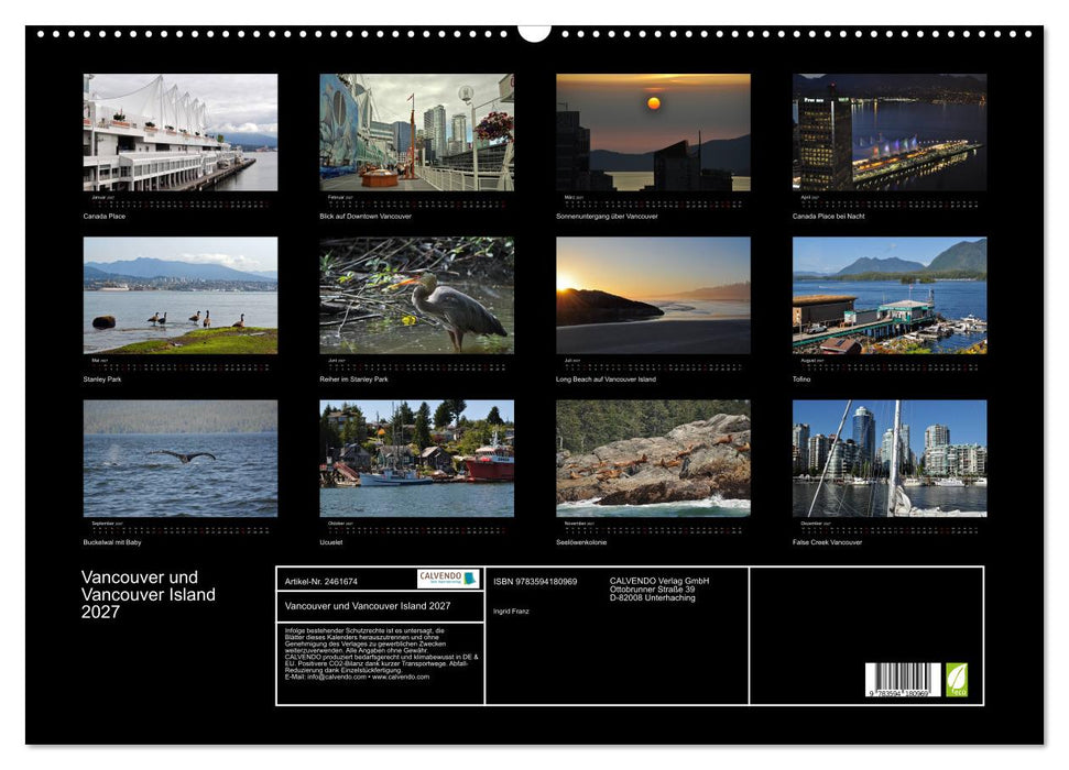 Vancouver und Vancouver Island 2027 (CALVENDO Wandkalender 2027)