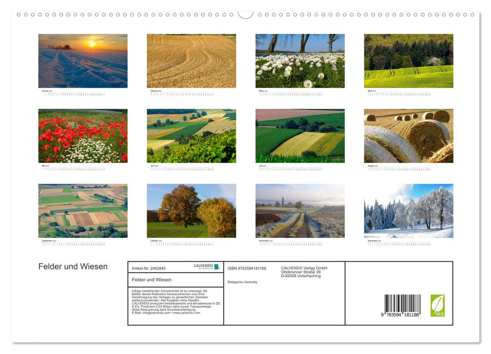 Felder und Wiesen (CALVENDO Premium Wandkalender 2027)