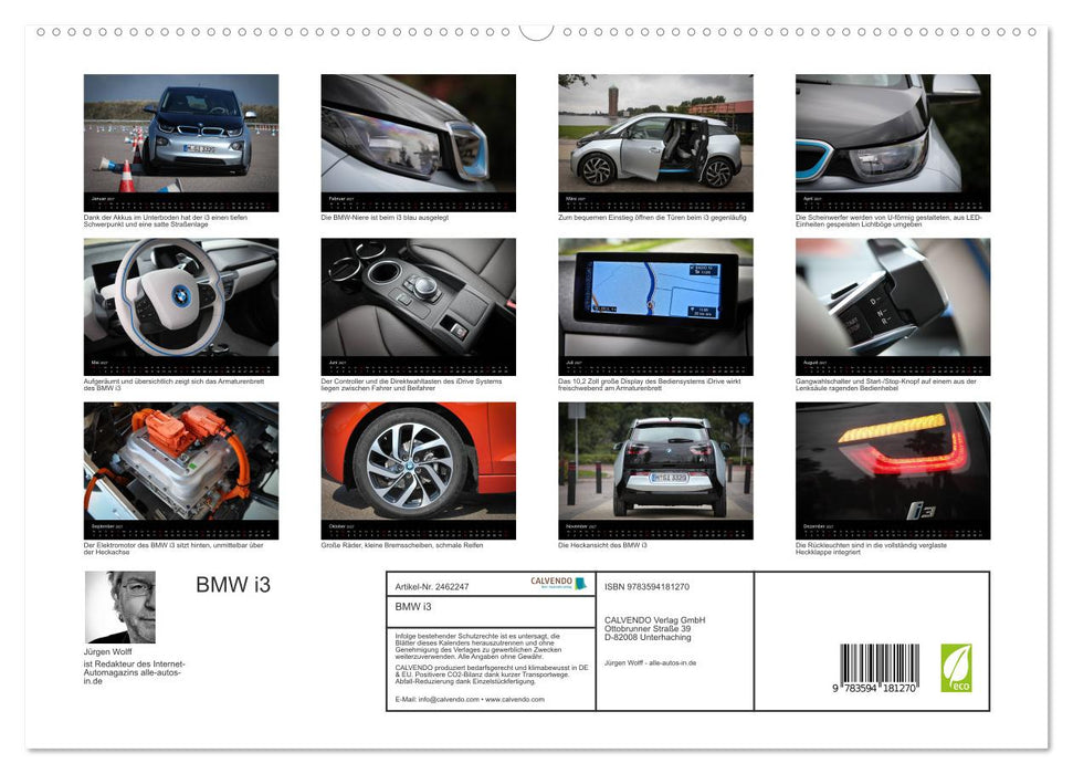 BMW i3 (CALVENDO Premium Wandkalender 2027)
