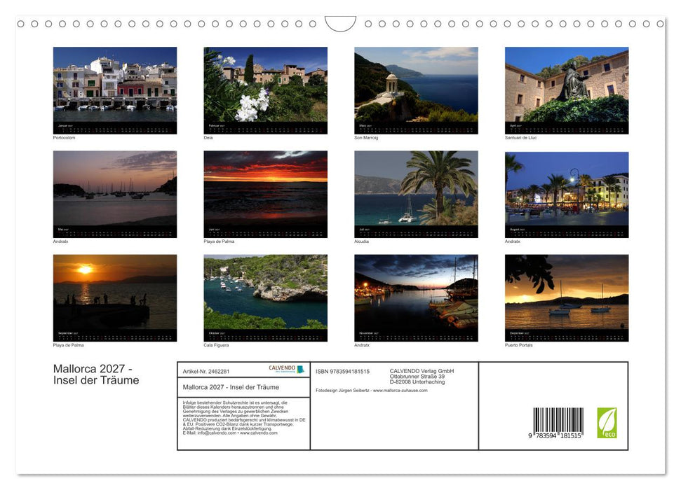 Mallorca 2027 - Insel der Träume (CALVENDO Wandkalender 2027)