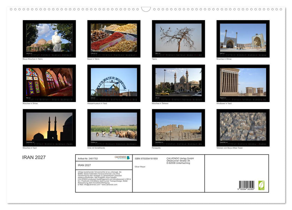 IRAN 2027 (CALVENDO Wandkalender 2027)