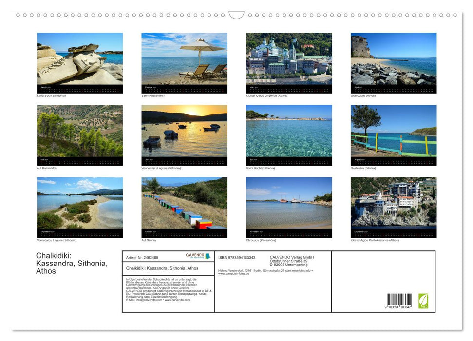 Chalkidiki: Kassandra, Sithonia, Athos (CALVENDO Wandkalender 2027)