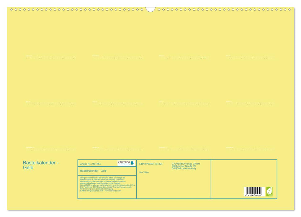 Bastelkalender - Gelb (CALVENDO Wandkalender 2027)