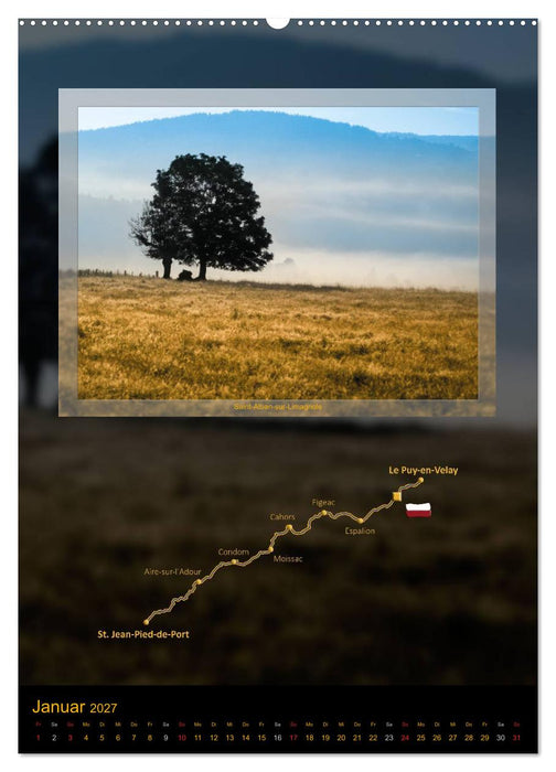 Jakobsweg Via Podiensis (CALVENDO Wandkalender 2027)