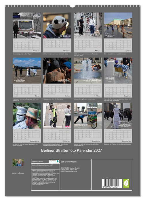 Berliner Straßenfoto Kalender 2027 (CALVENDO Premium Wandkalender 2027)