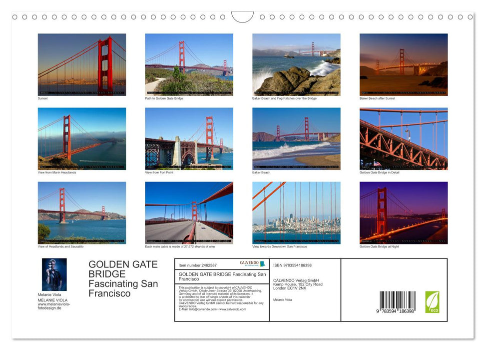 GOLDEN GATE BRIDGE Fascinating San Francisco (CALVENDO Monthly Calendar 2027)