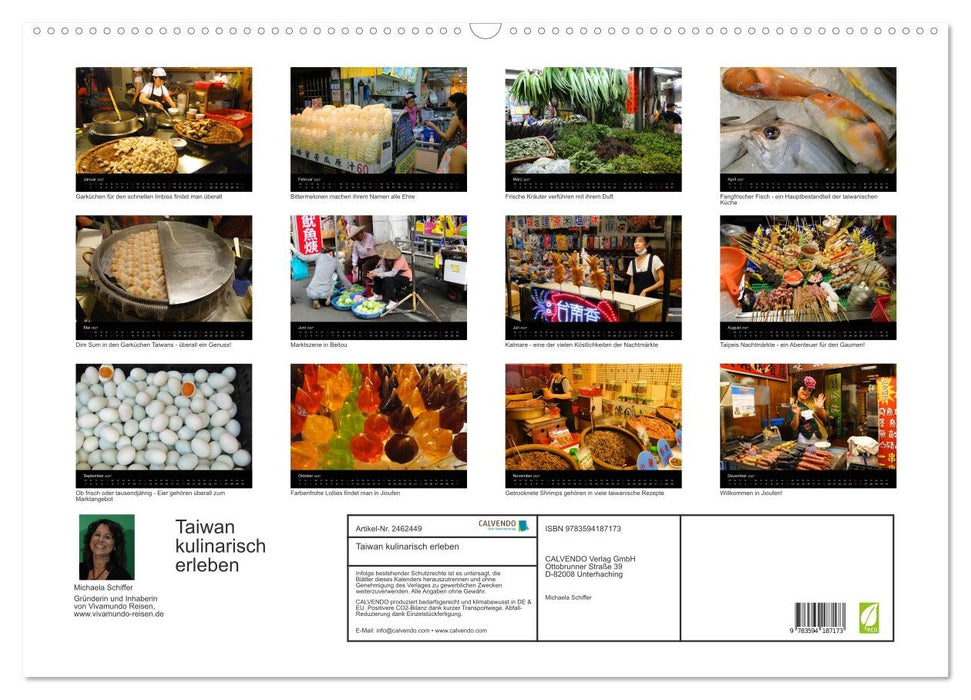 Taiwan kulinarisch erleben (CALVENDO Wandkalender 2027)