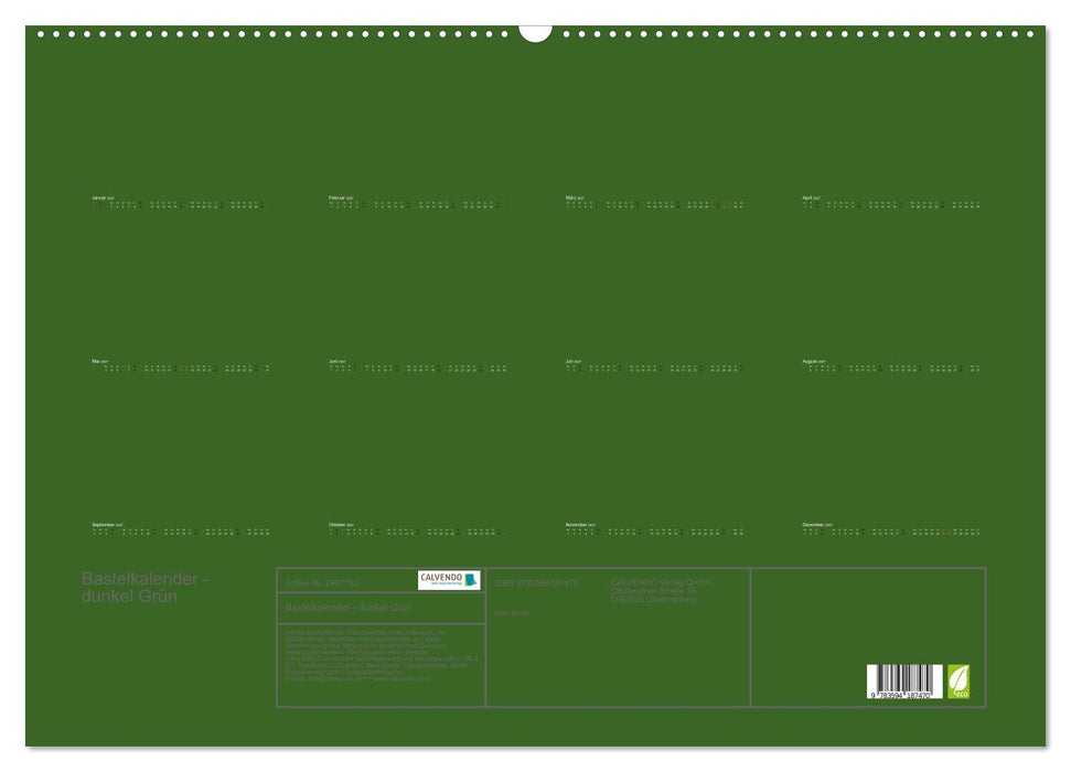 Bastelkalender - dunkel Grün (CALVENDO Wandkalender 2027)