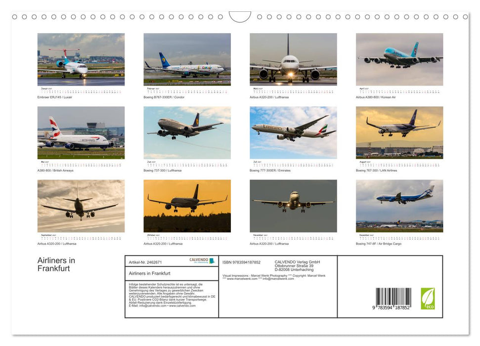 Airliners in Frankfurt (CALVENDO Wandkalender 2027)