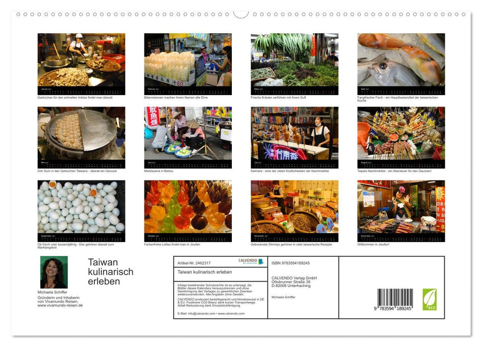 Taiwan kulinarisch erleben (CALVENDO Premium Wandkalender 2027)