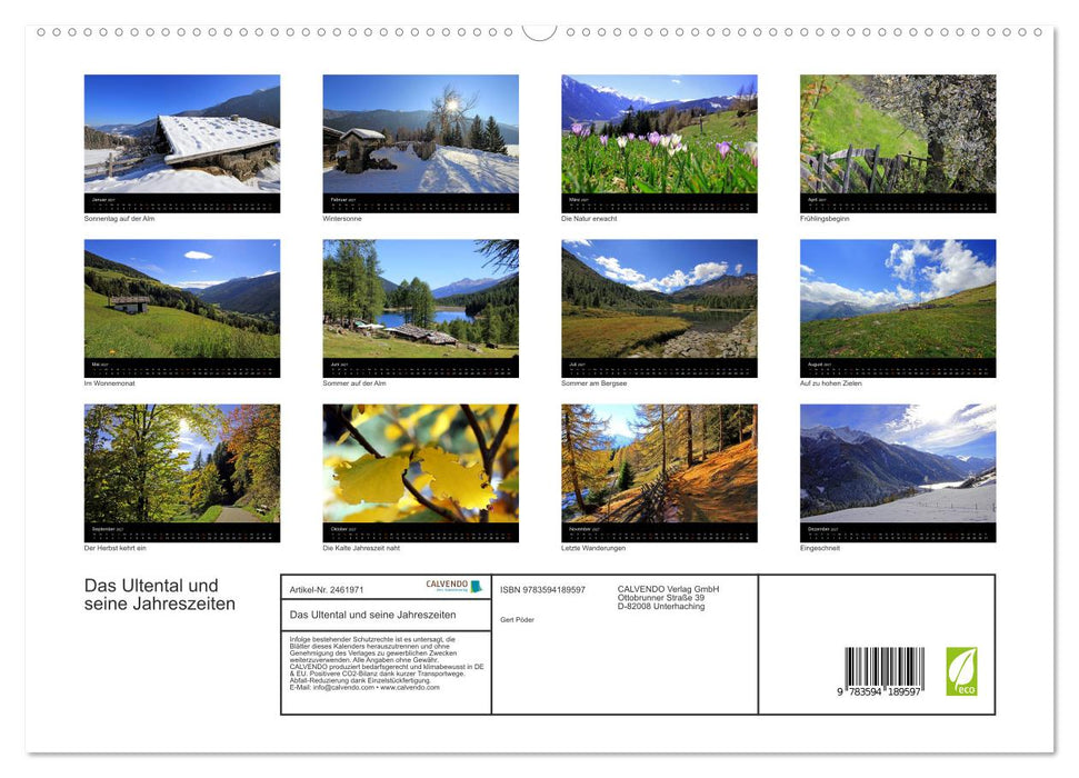 Das Ultental und seine Jahreszeiten (CALVENDO Premium Wandkalender 2027)