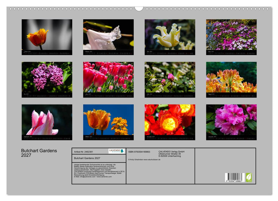 Butchart Gardens 2027 (CALVENDO Wandkalender 2027)