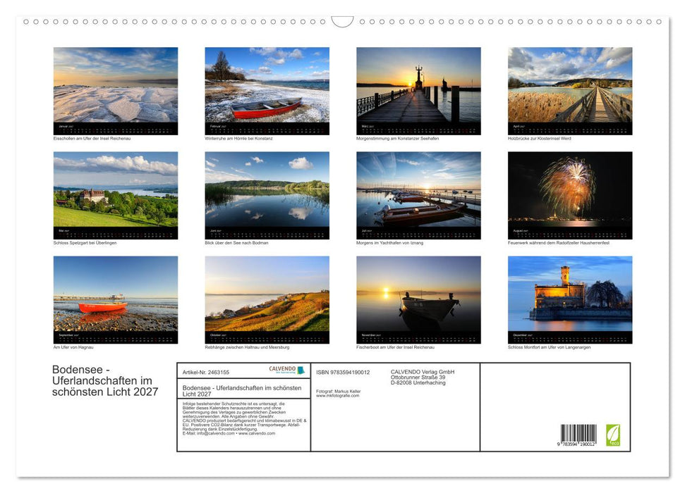 Bodensee - Uferlandschaften im schönsten Licht 2027 (CALVENDO Wandkalender 2027)