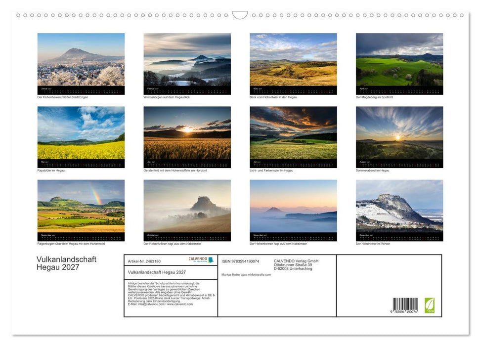 Vulkanlandschaft Hegau 2027 (CALVENDO Wandkalender 2027)