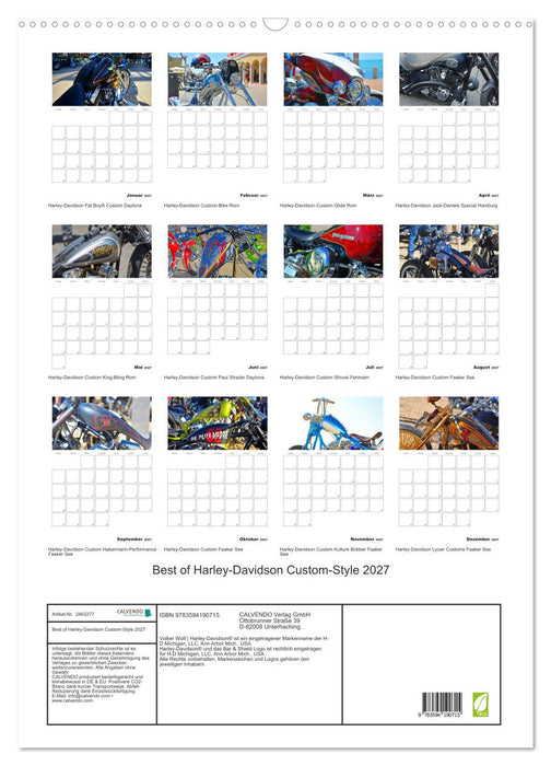 Best of Harley-Davidson Custom-Style 2027 (CALVENDO Wandkalender 2027)