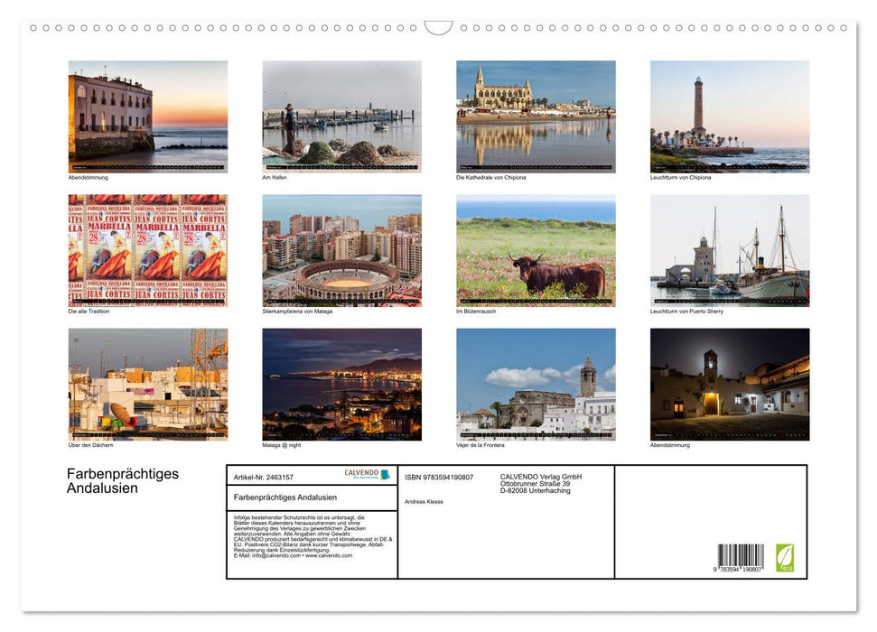 Farbenprächtiges Andalusien (CALVENDO Wandkalender 2027)